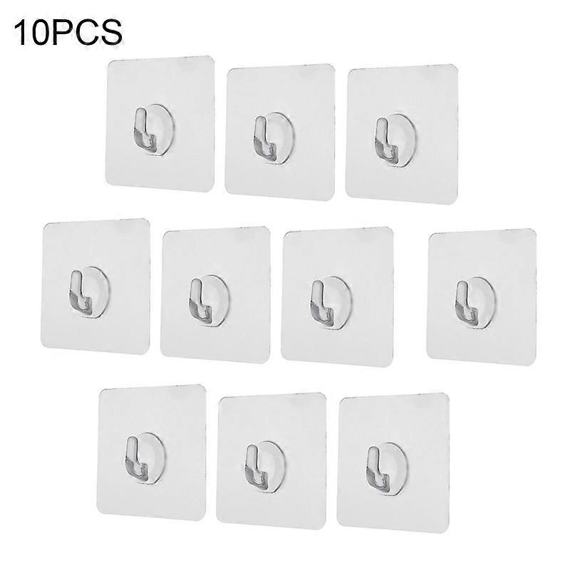 10Pcs Max 15KG Transparent Seamless Adhesive Strong Sticking Wall Hanger Hook