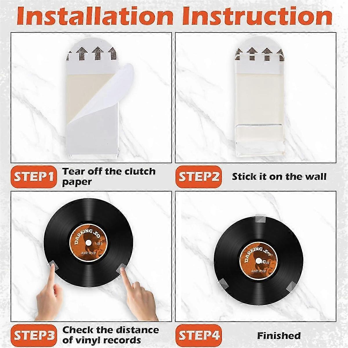 Acrylic Vinyl Record Hanging Rack Wall Mounted 30pc Self Adhesive Vinyl ...