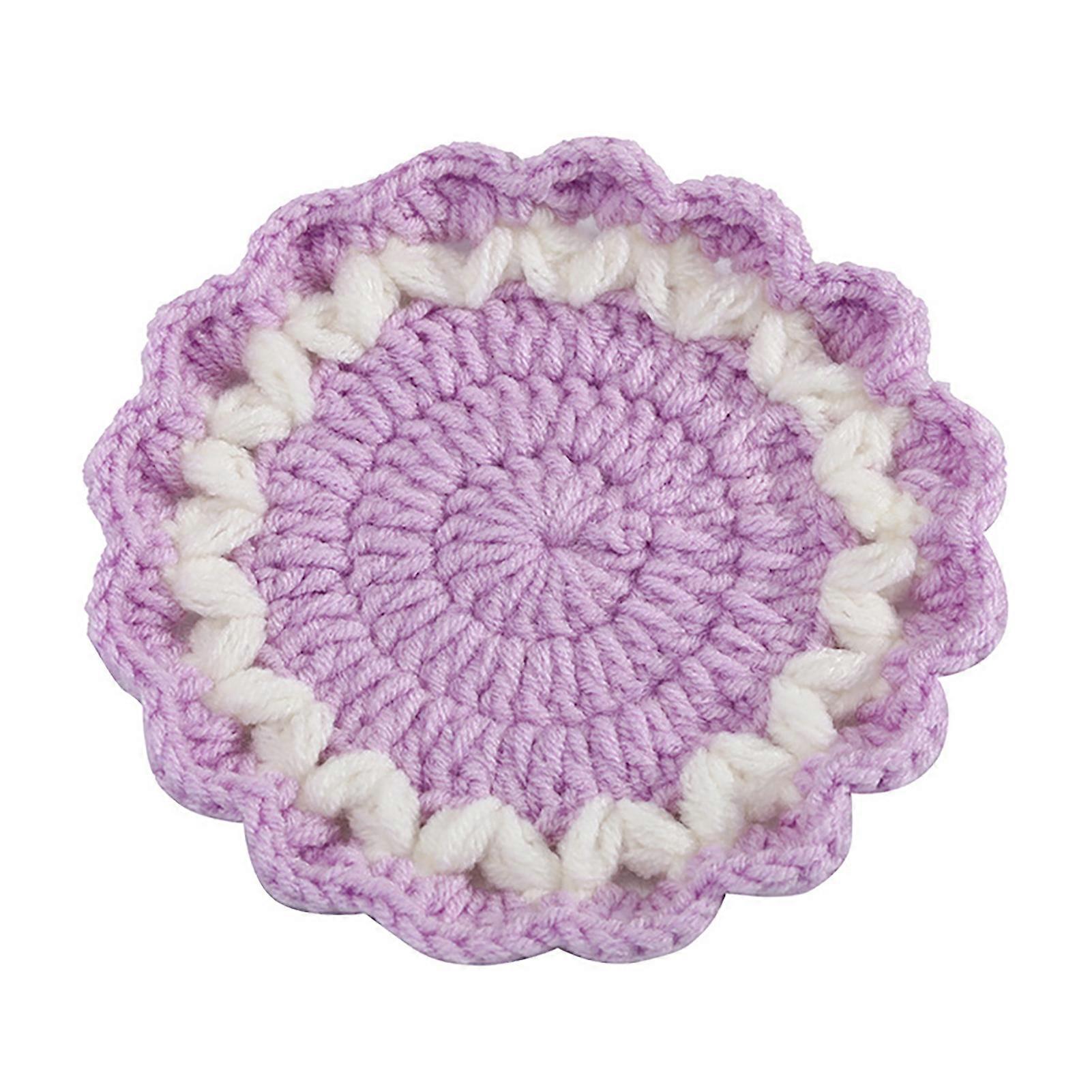 Table Coaster Wave Lace Fine Workmanship Knitted Colorful Woolen Yard Cup Mat for Daily Use
