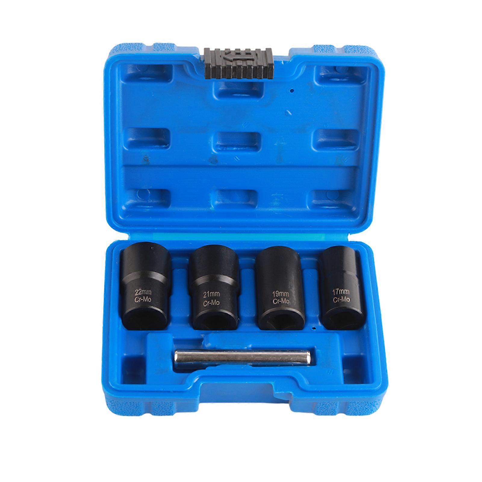 5pcs/set Damaged Nut Lock Remover 1/2in Drive Size Twist Socket Straight Bar Set