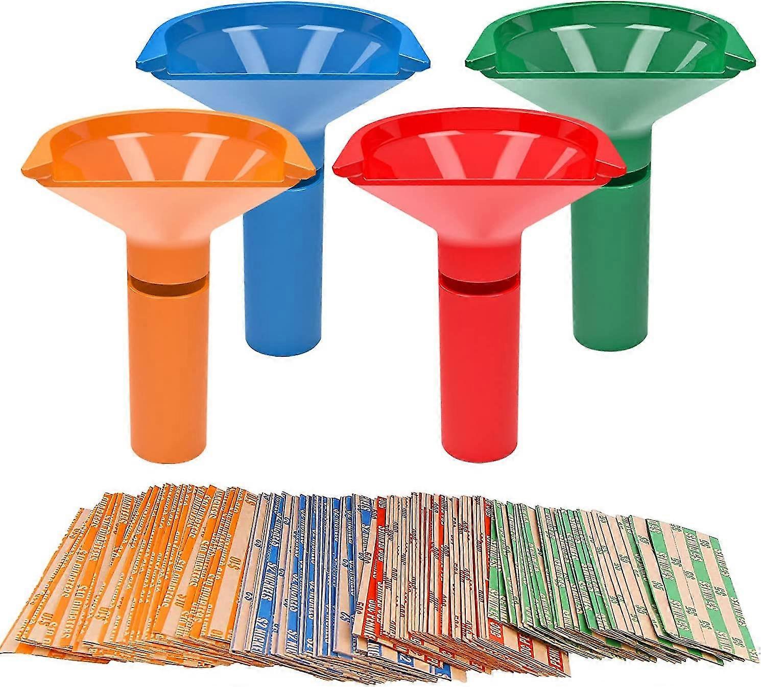 Coin Counters & Coin Sorters Tubes Bundle Of 4 Color-coded Coin Tubes And 100pcs Coin Wrappers