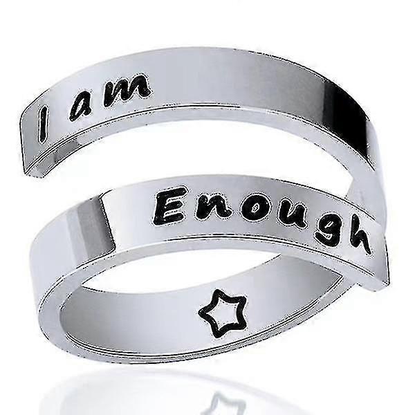 Lettering Double Layer Ring Simple, Open Adjustable Lettering Ring, Silver