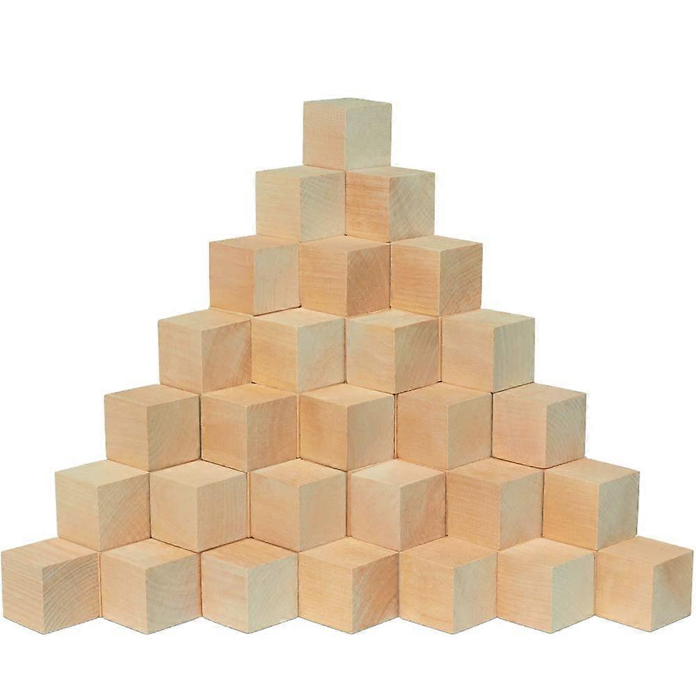 Cubes d’artisanat en bois inachevés 1 pouce, Pack de 50 petits blocs de bois à décorer, Cubes en bois pour l’artisanat Decor