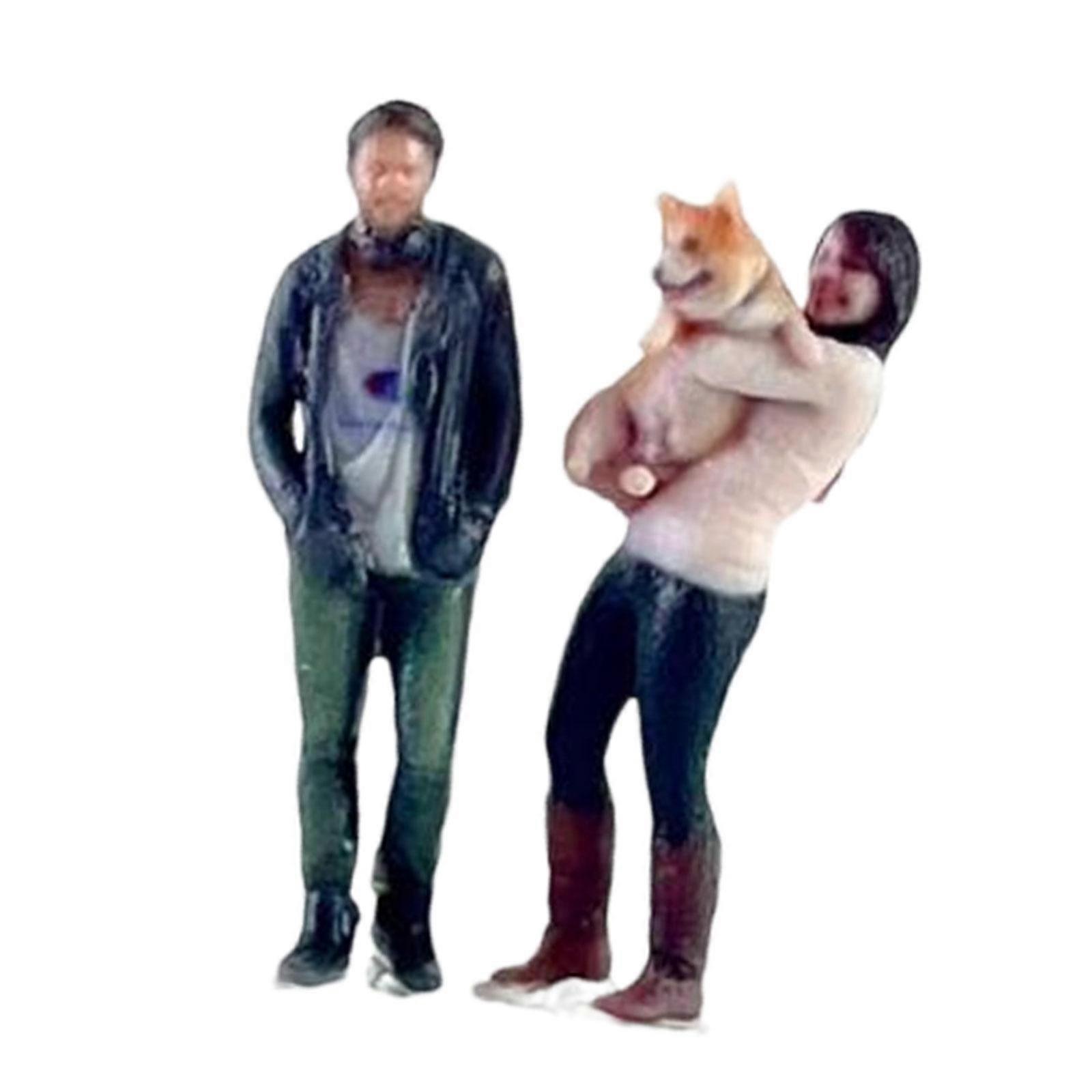 2Pcs 1:64 Scale Tiny People Figure Set Diorama Scenery Miniature Scene Decor