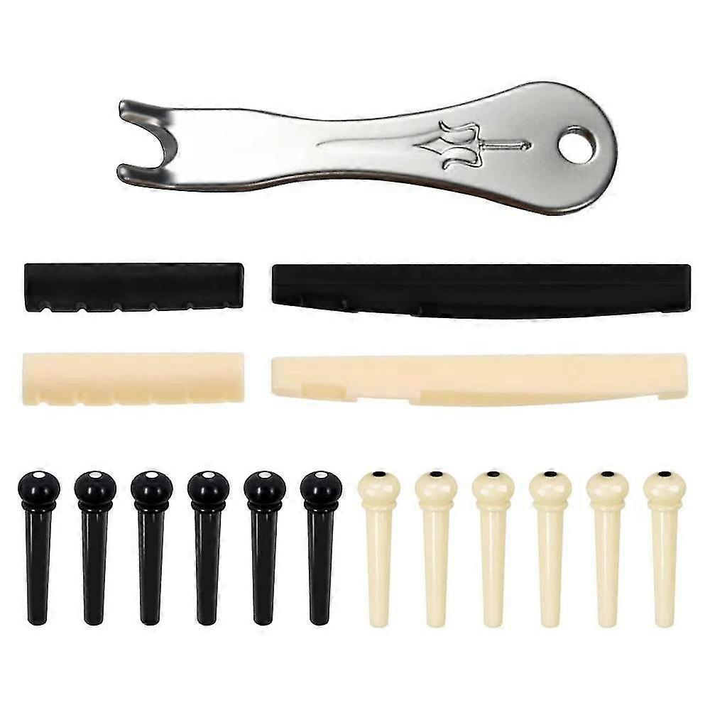 Guitar Bridge Pins Puller Pulling Remover Extractor Tool With 2 Pack Guitar Saddle Nut And 12 Pack