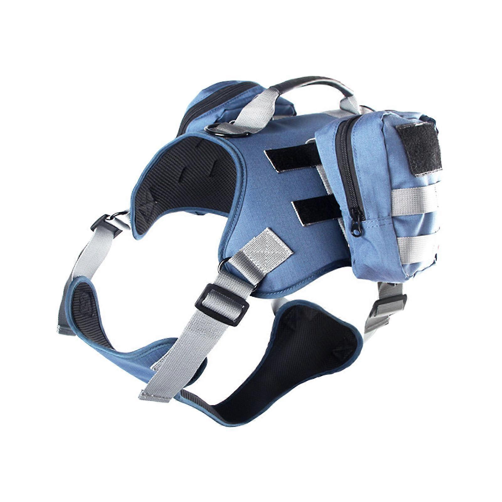 Dog Backpack Comfortable Harness Dog Saddle Bag for Running Training Walking Blue S