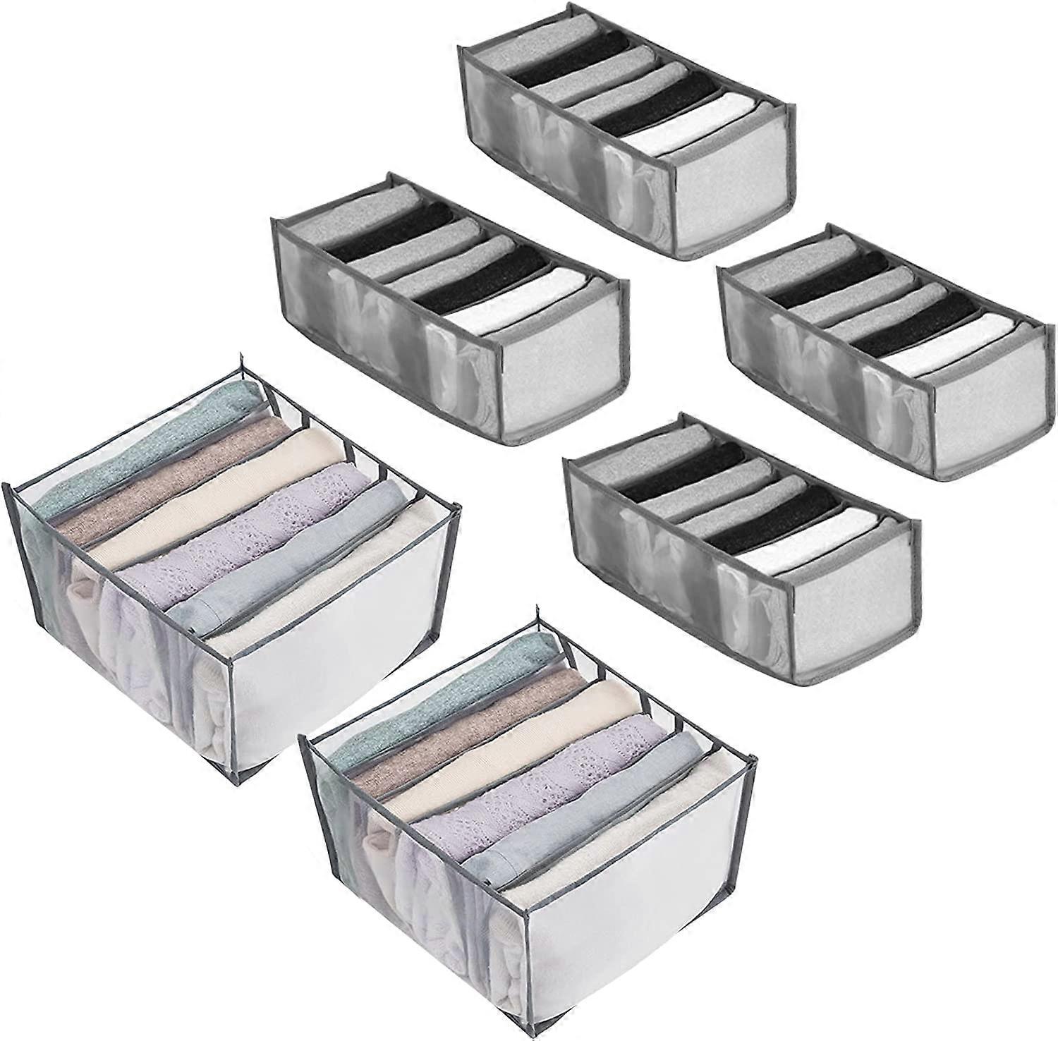 Organisateur de Tiroir Sous-Vtements, 6 pices Bote de Rangement Pliables, Boite de Rangement Separateur Tiroirs en Maille pour Sous-vtements, Soutien-