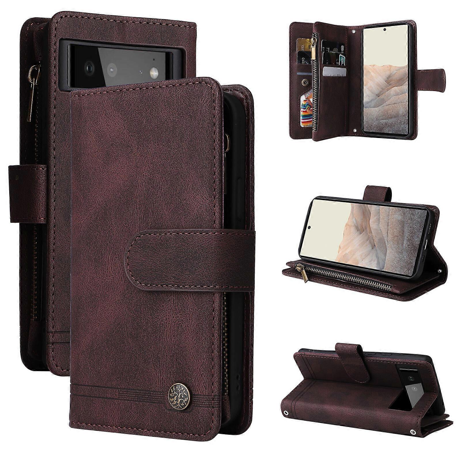 Case for Google Pixel 6 5G Leather Flip Folio Case with Credit Card Holder Money Pocket Magnetic Buttons Wallet Case Kickstand Shockproof Protective Z
