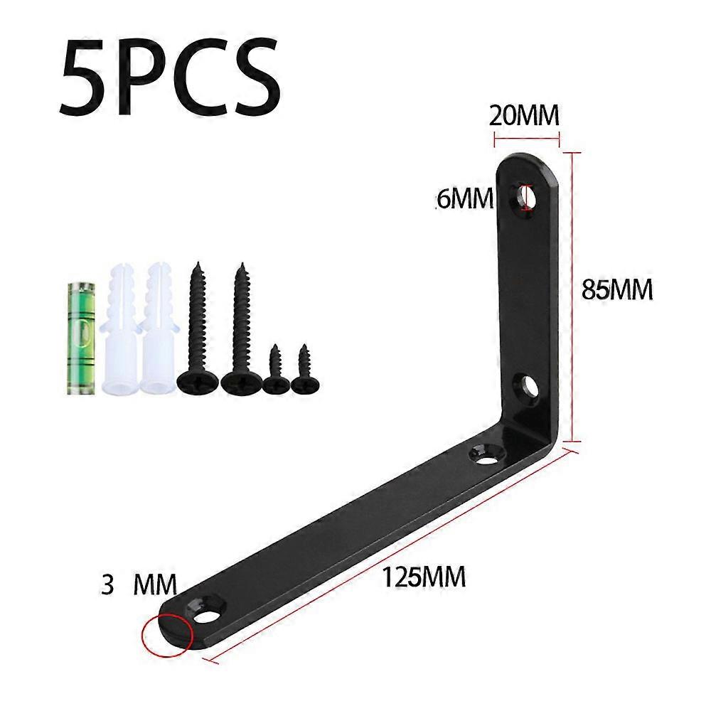 5-piece set (black, about 125*85*20mm) folding table stand Triangular Console, Split Shelf, Right Angle Iron Frame, Wall Support Frame, Laminate Frame
