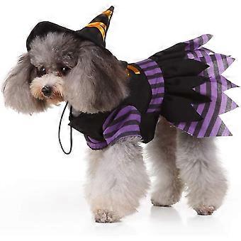 Dog Witch Costume-Small Dog Halloween Costumes Funny Pet Costume Creative Witch with Hat Cosplay Clothes for Puppy Dog Doggie-Size XL