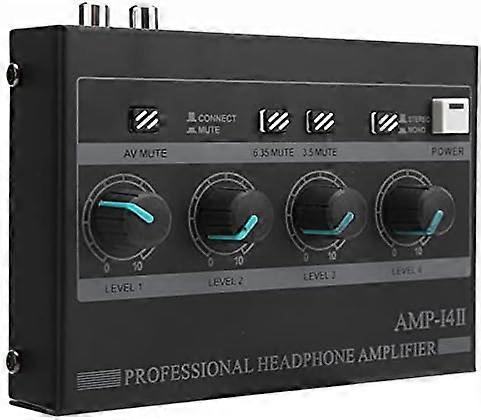 Headphone Amplifier, Professional 4 Channel Mono/Stereo Audio Amplifier, Portable Headphone Splitter with 1/4" and 1/8" TRS Headphone Output and 1/4" 