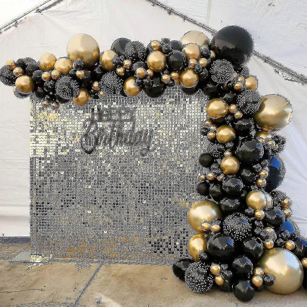 パーティーバルーン - 136ダイゴールドとブラックガーランドバルーンキット、誕生日/パーティー/クリスマス/結婚式に適しています