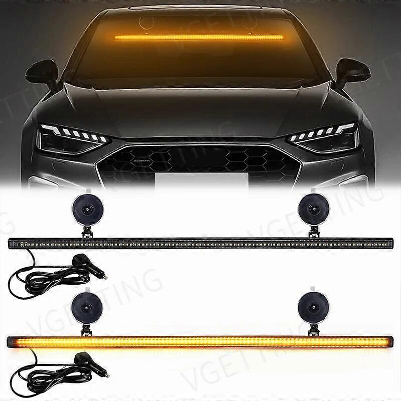 Car Front Windshield Warning Light 96 LED 3030 Beads Strobe Lamp Bar Traffic Signal Emergency Flashing Lamp 12-24V Yellow Blue