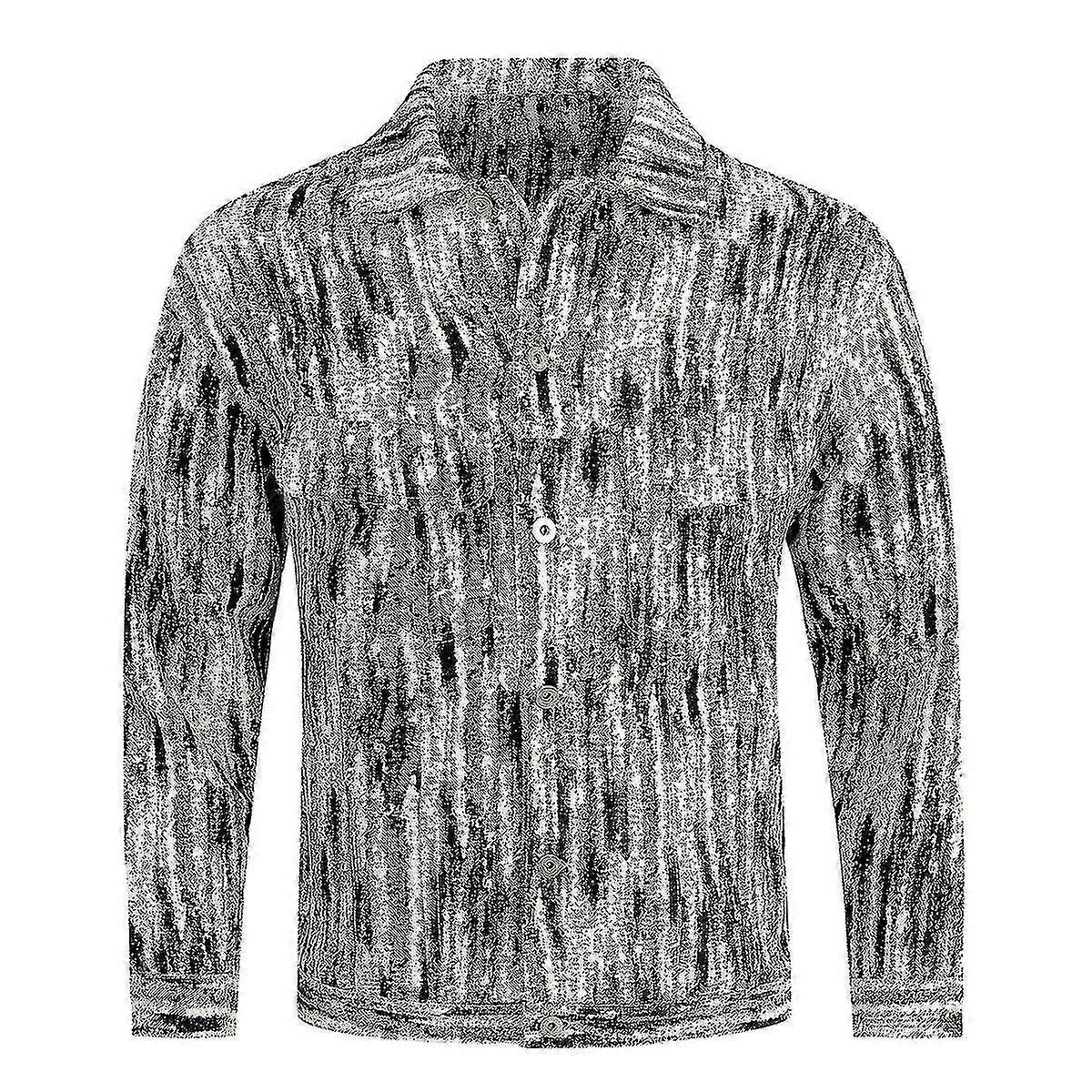 Men's Casual Printed Button Down Sleeve Lapel Et Coat