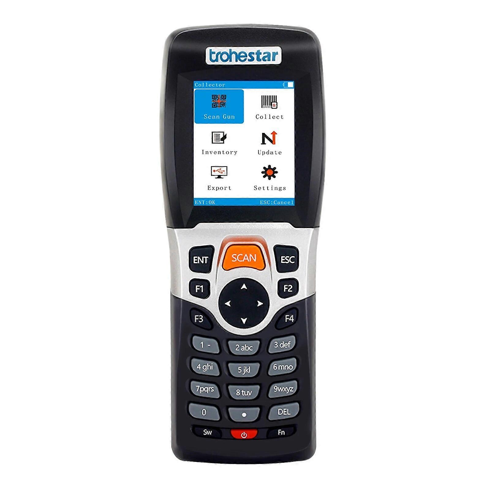 Escáner de código de barras de PDA del colector de datos Trohestar Lector de código de barras 1D Escáner de código de barras de contador de inventario portátil inalámbrico