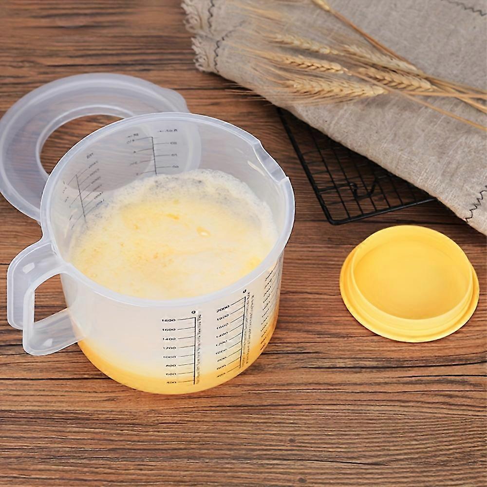 Durable Mixing Bowl with Lid and Measurements - Plastic, Rust-Resistant with Handle for Baking and Salad Preparation