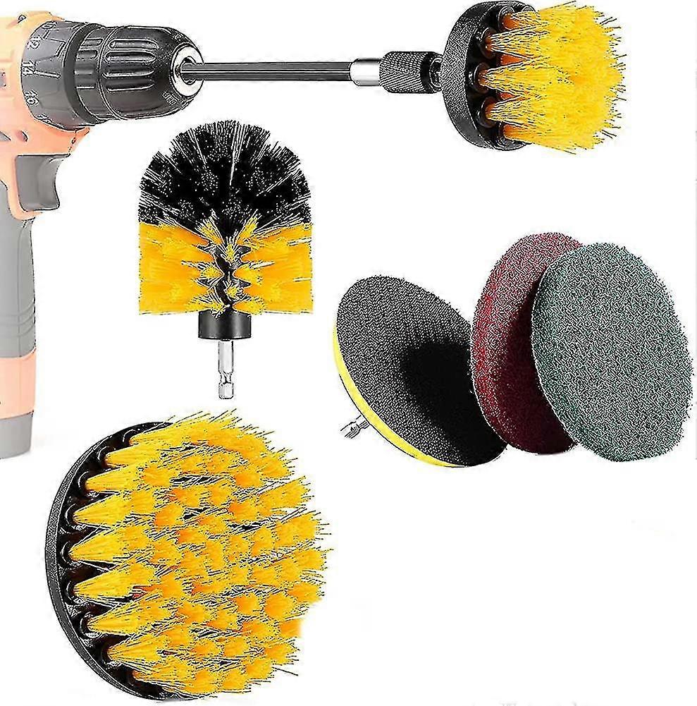 7pcs Electric Drill Brush Kit. Plastic Round Nylon Brush. Power Scrubber Drill