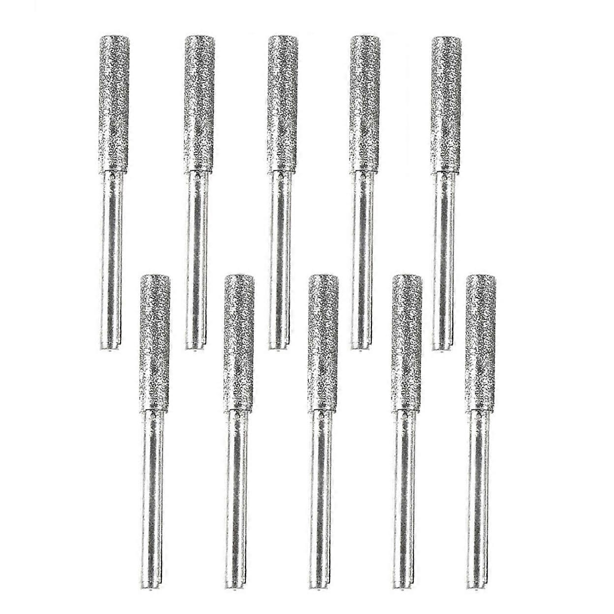 6PCS Diamond Coated Cylindrical Burr 4/4.8/5.5mm Chainsaw Sharpener Stone File Chain Saw Sharpening