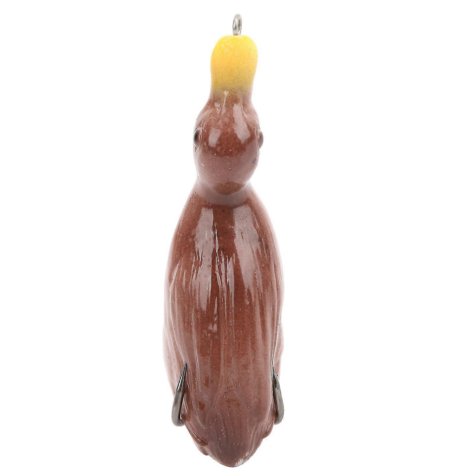 Soft Silicone Fishing Swimbait with Hook - Lifelike Artificial Duck Shape Fish Bait (Brown)