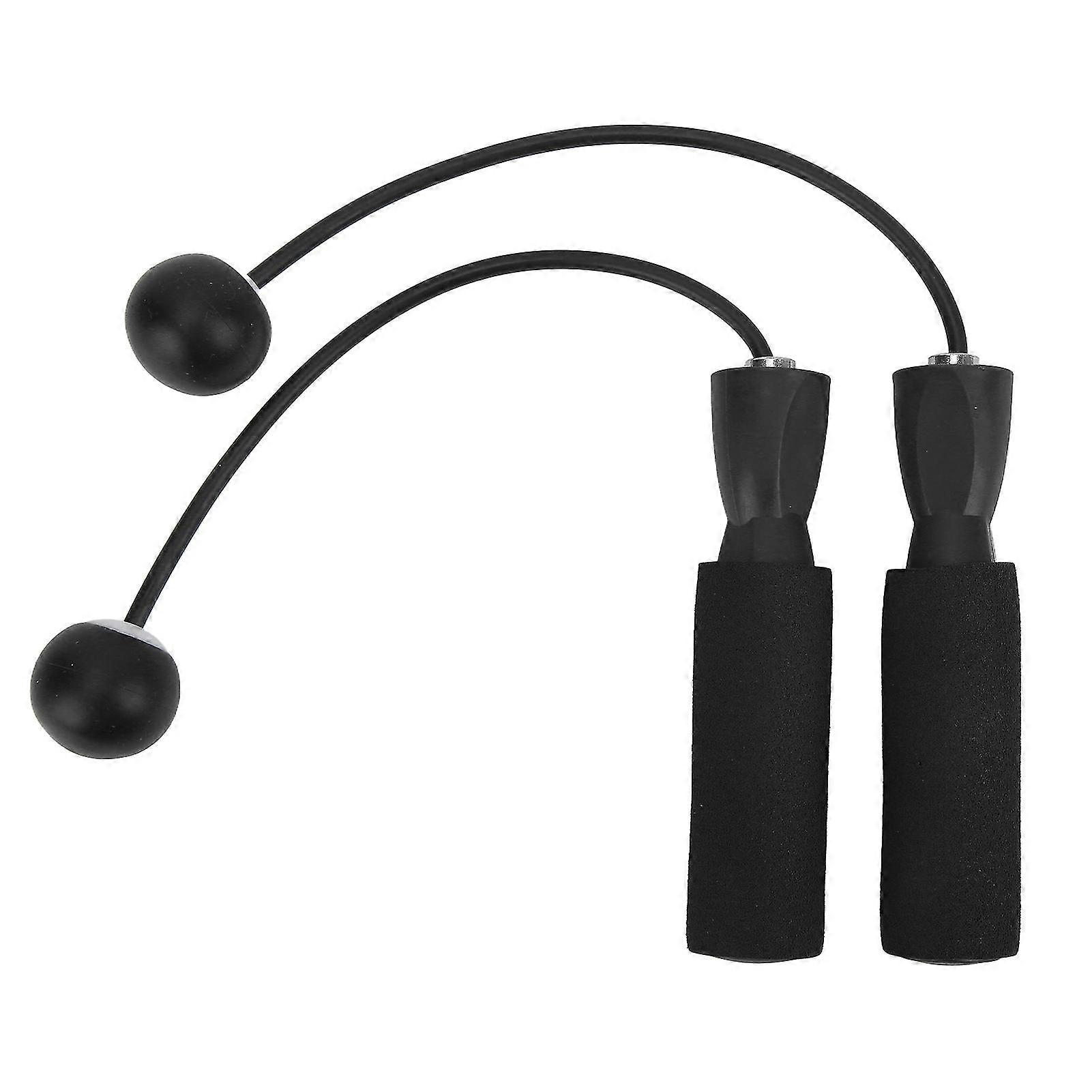 Black Adjustable Cordless Jumping Rope with Double Ball Bearings - 1 Pair