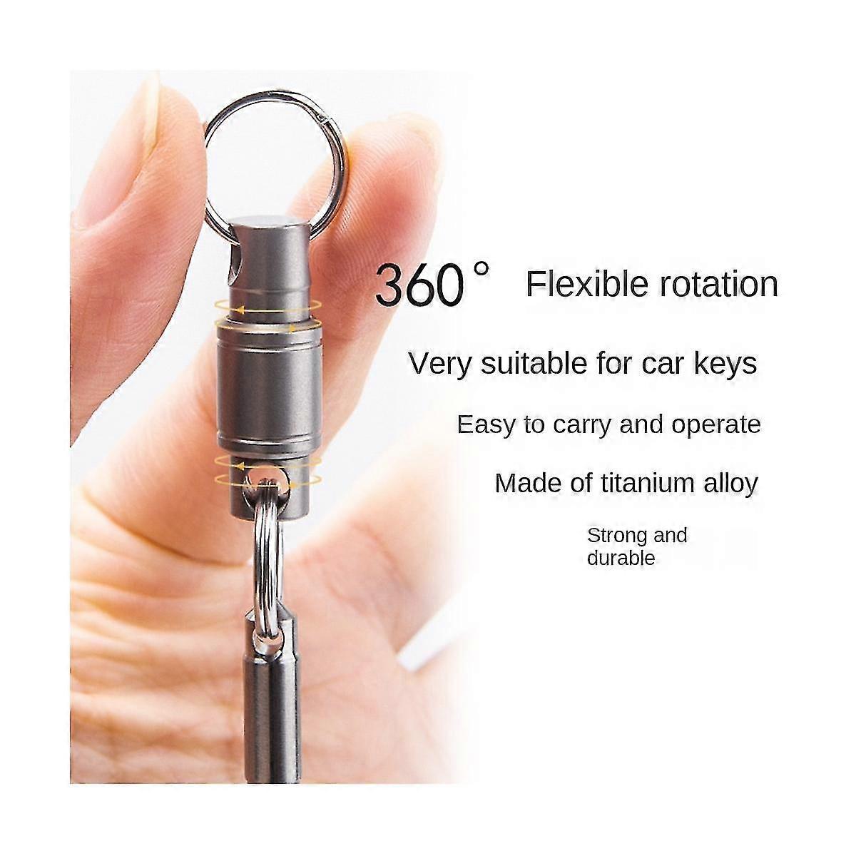 Titanium Keychain,detachable Quick Release Swivel Keychain Pull Apart Heavy Duty Car Key Holder With 2 Titanium Key Ring