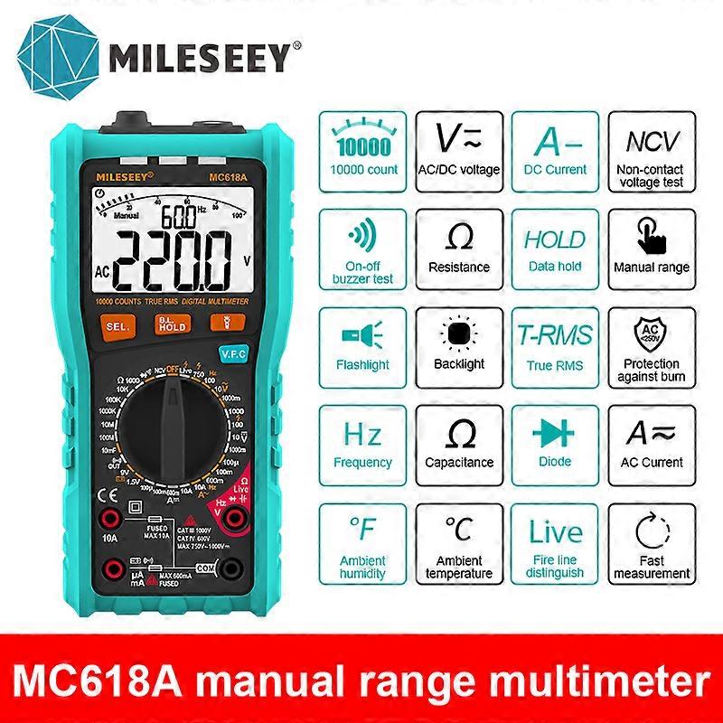 Mileseey NCV Digital Multimeter Auto Ranging AC/DC voltage meter Flash light Back light Large Screen Clamp Meters