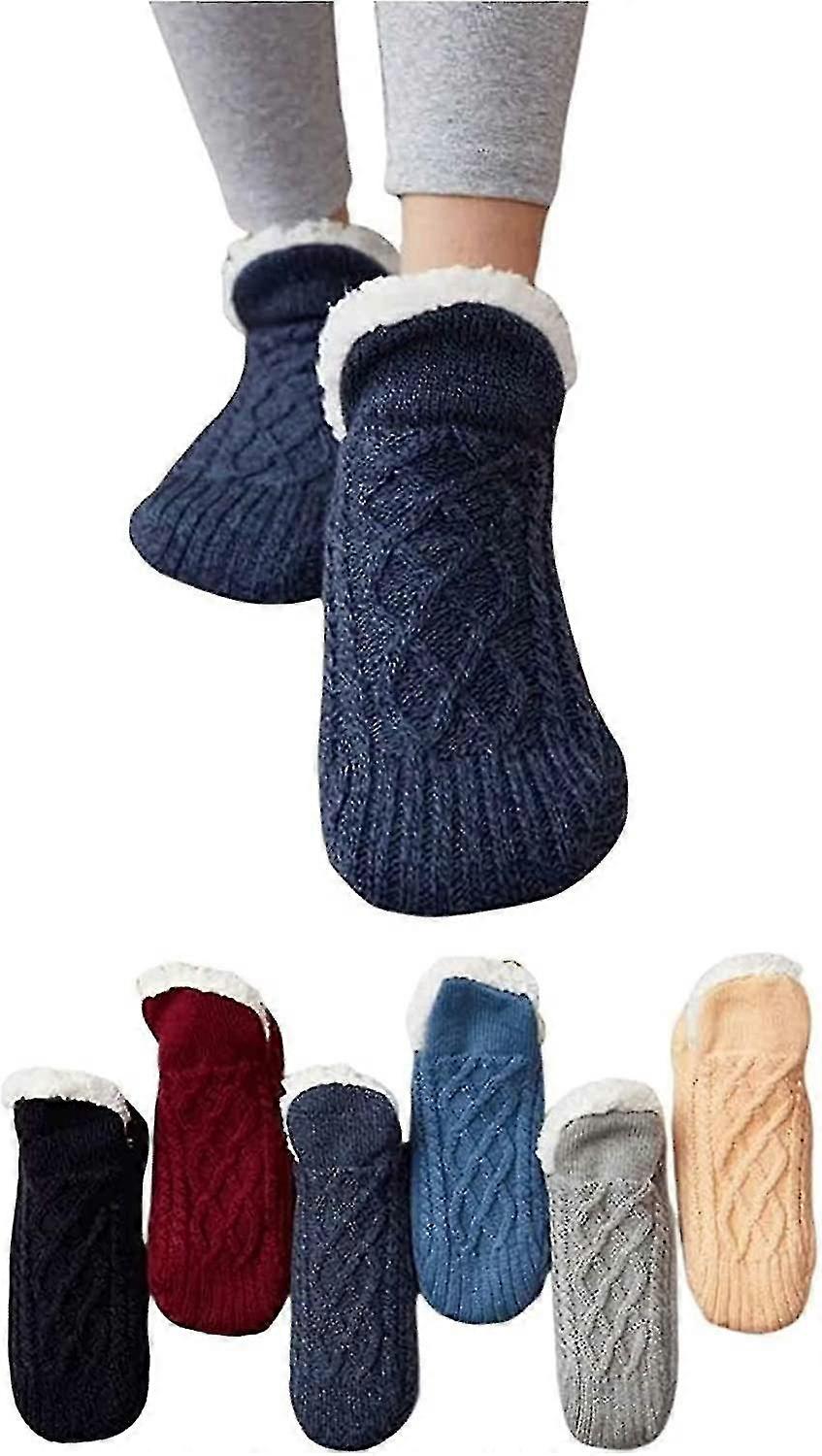 Sherpa de hombre Calcetines de lana esponjosos, calcetines Chrismas Suave cálido acogedor Fuzzy Woven Calcetines de interior Zapatillas antideslizantes-mxbc
