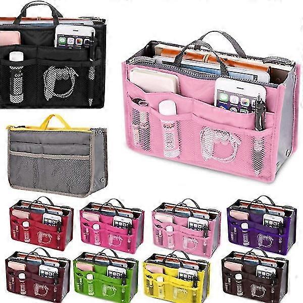 Practical Dual Handbag Purse Nylon Dual Organizer Insert Cosmetic Storage Bag