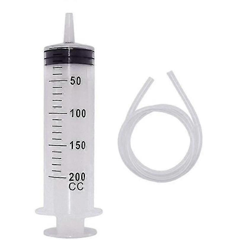 大型塑料可重复使用油注射器,带 100 cm 管,200 ml