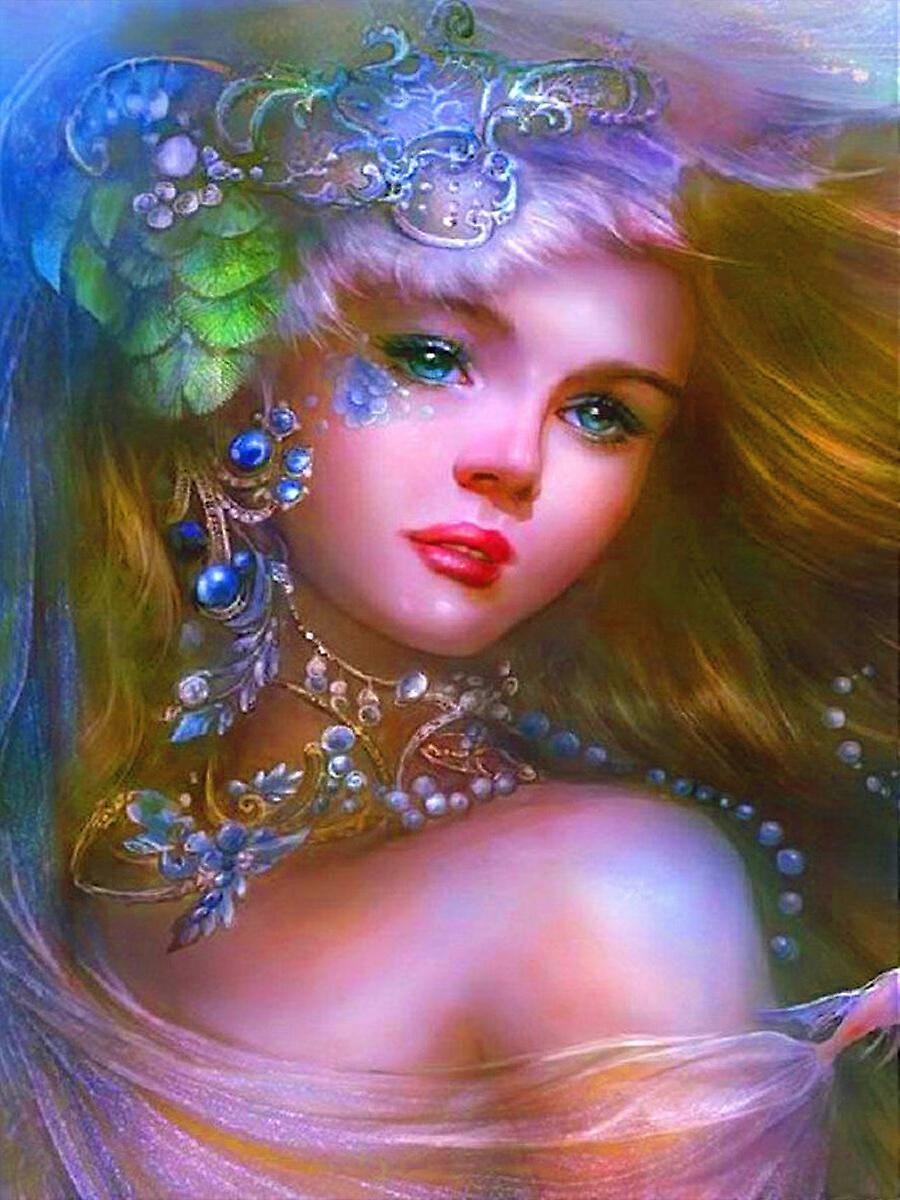 Dww-30 x 40 cm, beautiful girl Diamond Painting Diamond Embroidery Painting5D Canvas Painting for Children and Adults, Rhinestone Puzzle Set, Drawing 
