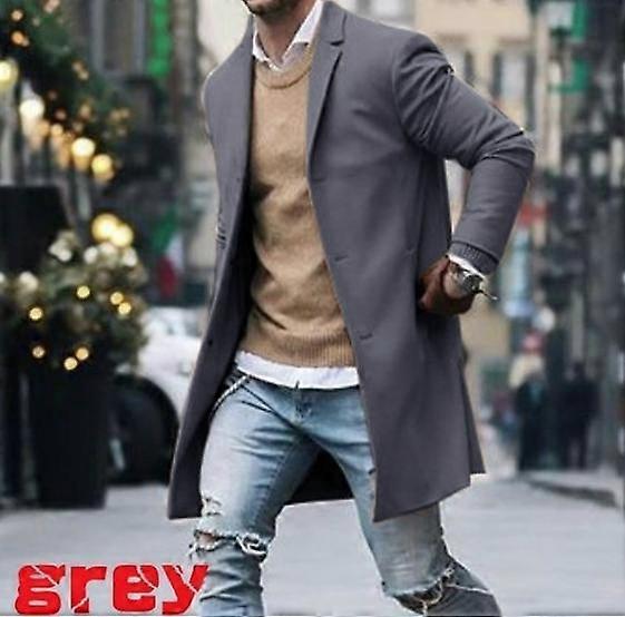 Yeni Varış Kış Modası Erkekler Slim Fit Uzun Kollu Hırka Karışımları Ceket Ceket Takım Elbise Katı Erkek Uzun Yün Palto