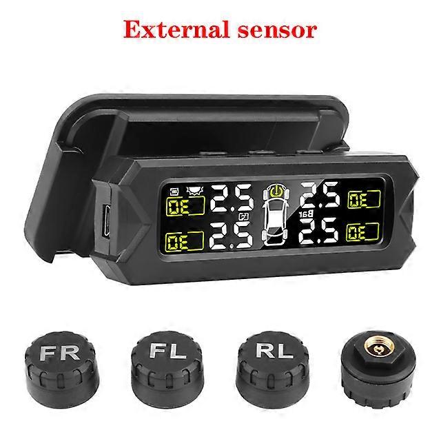 Srnubi CarVehicle Sensors Tire Pressure Alarm Monitoring System Tyre  Solar Charge With Bracket 360 Adjustable IP68 Waterproof 6bar