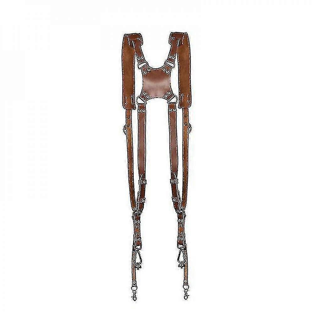 Camera Strap Accessories For Twocameras Dual Shoulder Leather Harness Multi Camera Gear For Dslr/slr Strap Dual Camera Strap Holder Holster Brown ETB
