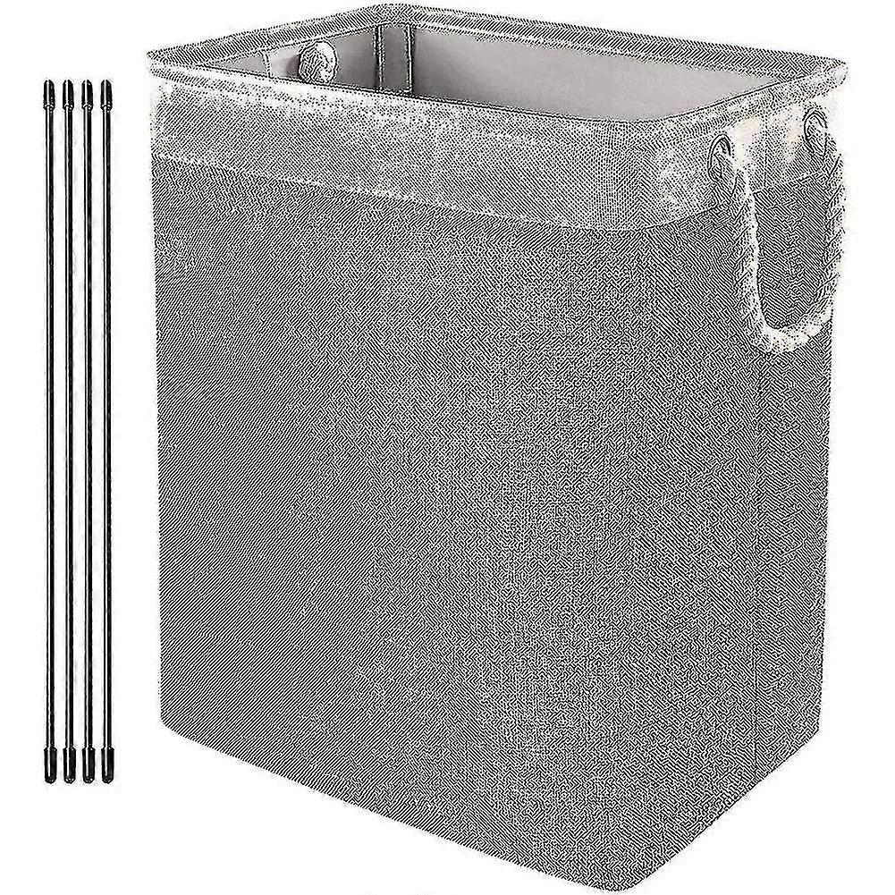 Foldable Storage Basket for Laundry with Handles (Beige Gray)