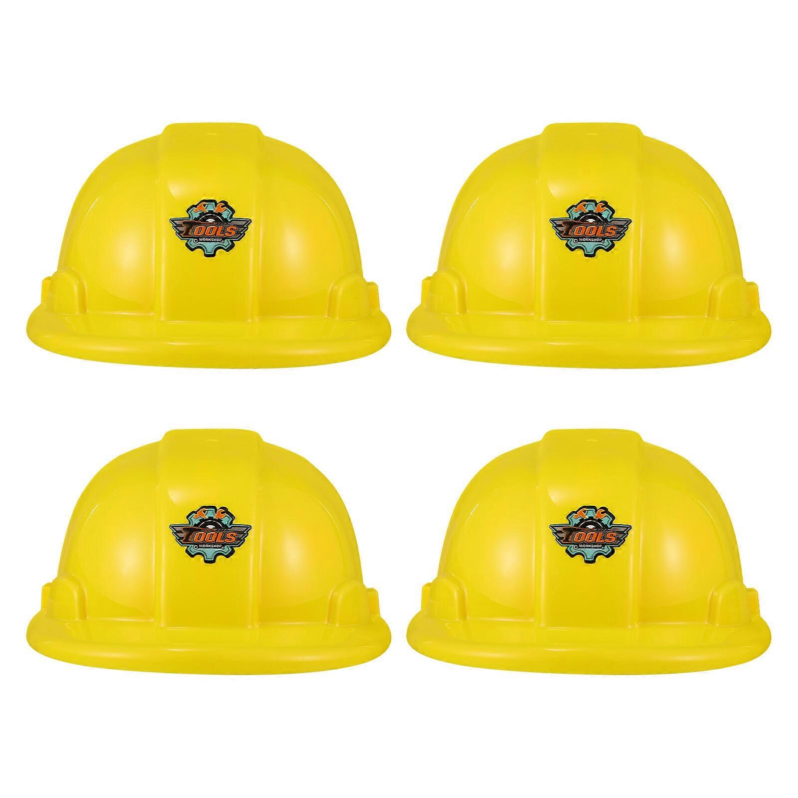 Toyvian4pcs建設用ヘルメットプラスチックキッズパーティーハットエンジニアリング(イエロー)