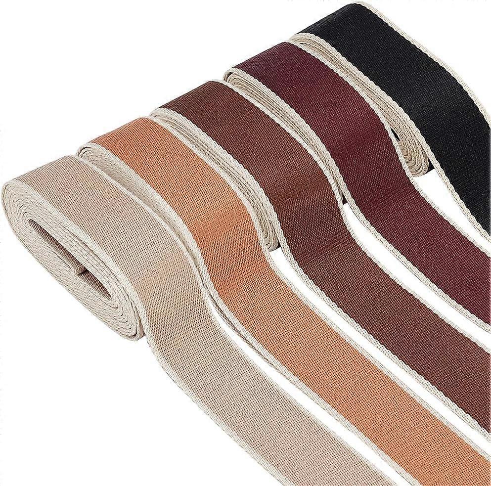 15M 5 Colors Polyester Flat Ribbons Flat Striped Edge Ribbons Mixed Color 1-1/2 inch(38mm) 3m/color