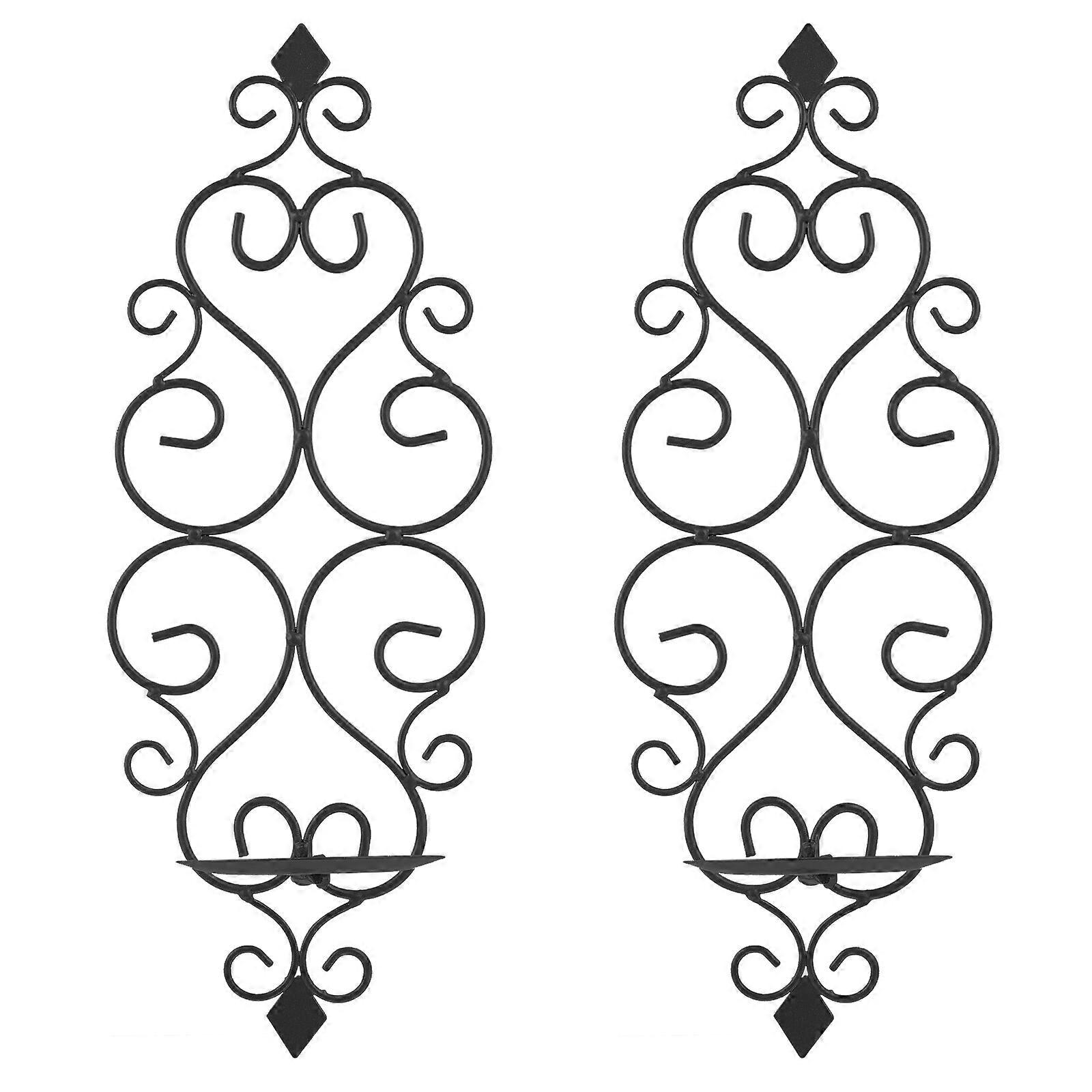 2Pcs Wall Candle Sconce Holder Wall Mounted Pillar Candlestick Decorations