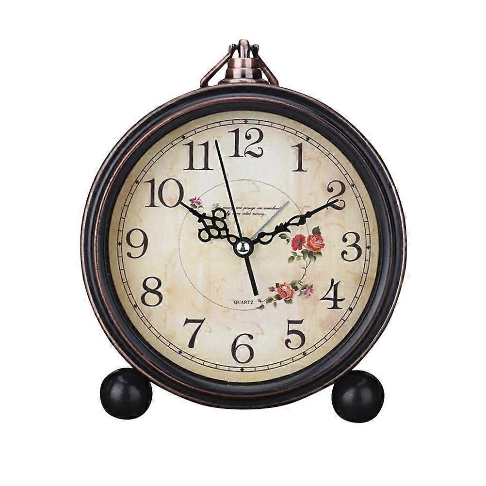 Vintage Style Ξυπνητήρι Silent Antique Retro Table Clock Διακοσμητικό Quiet Non-Ticking Clock Classic Retro Clock Desk Ξυπνητήρι (χωρίς μπαταρία)