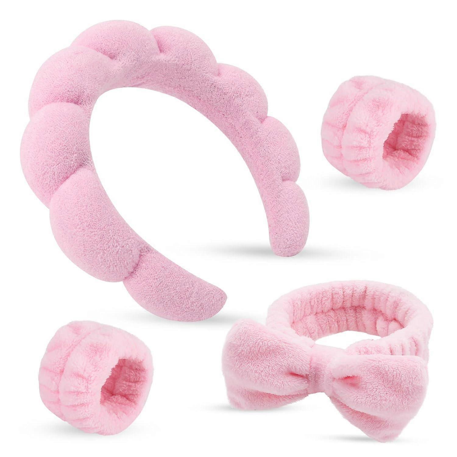 4 Pcs Spa Makeup Headbands & Wristband Set