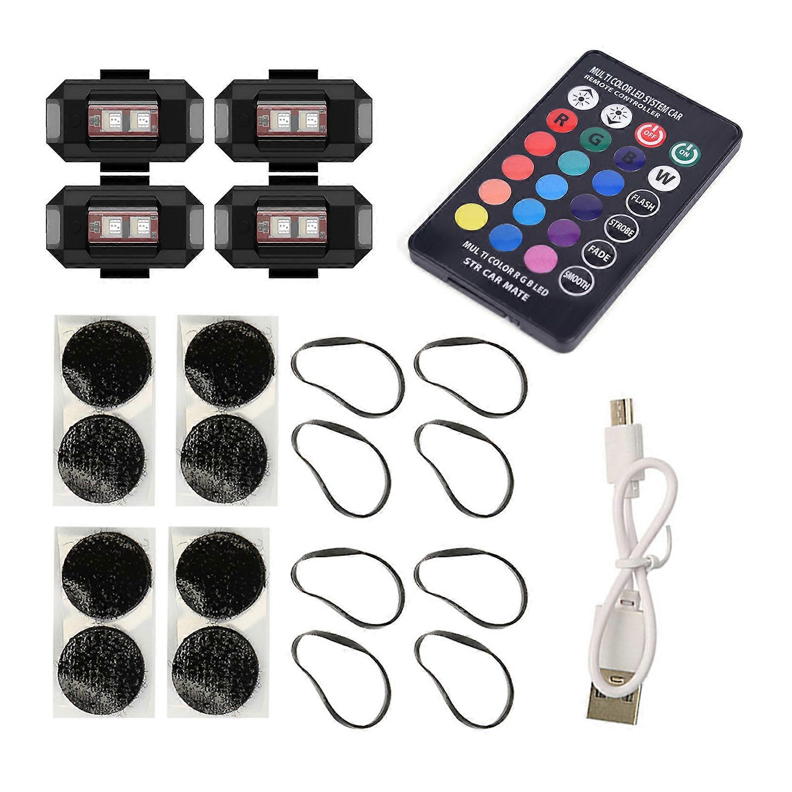 Wireless LED Strobe Light with Remote Control Memory Function Mini Size Easy to Install USB Rechargeable Aircraft Motorcycle Warning Light