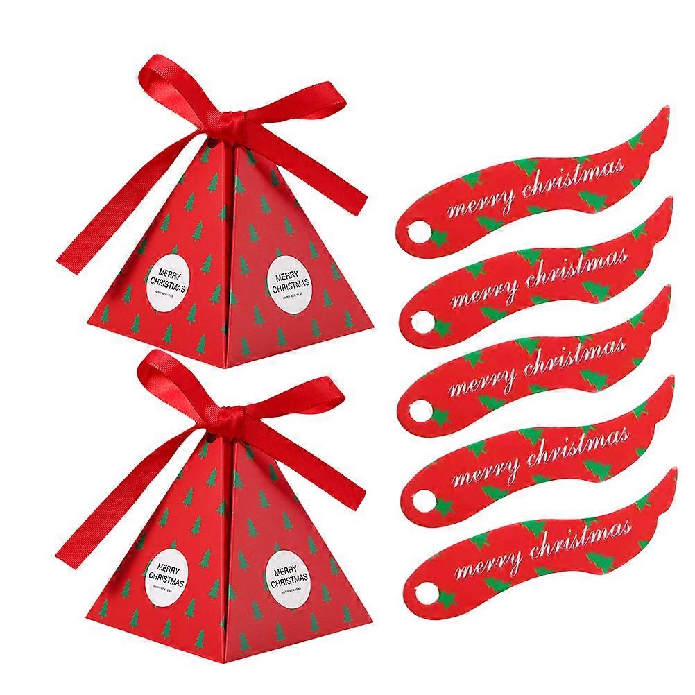 1 Set Tree Pattern Pyramid Candy Box Chocolate Gift Boxes for Christmas Party (Red)