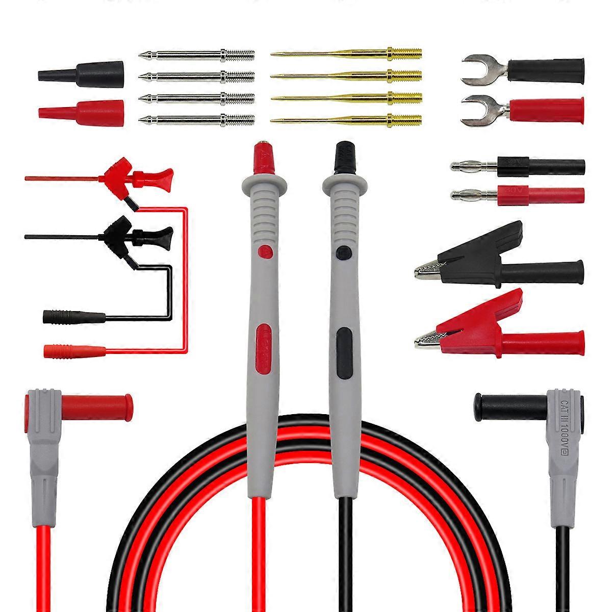 16 Pcs Replaceable Multimeter Probe Test Hook Test Lead Kits 4mm Banana Plug Alligator Clip Test Stick