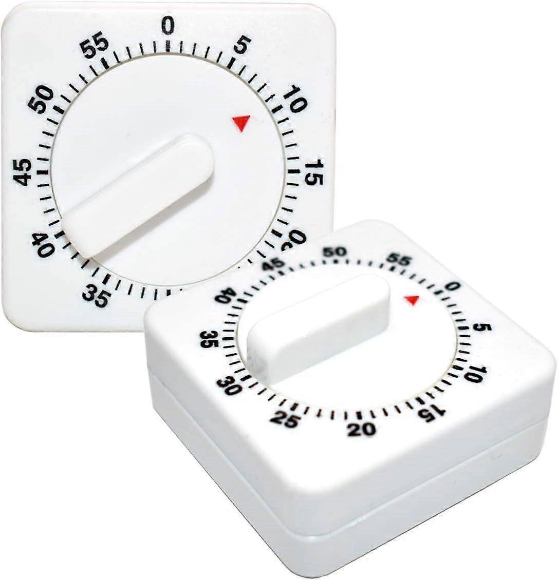 Kitchen Timer Mechanical 2 Pack Portable Timer Square 60 Minute Countdown Egg Timer Analog Minute Minder with Loud Alarm for Baking Cooking Exercise (