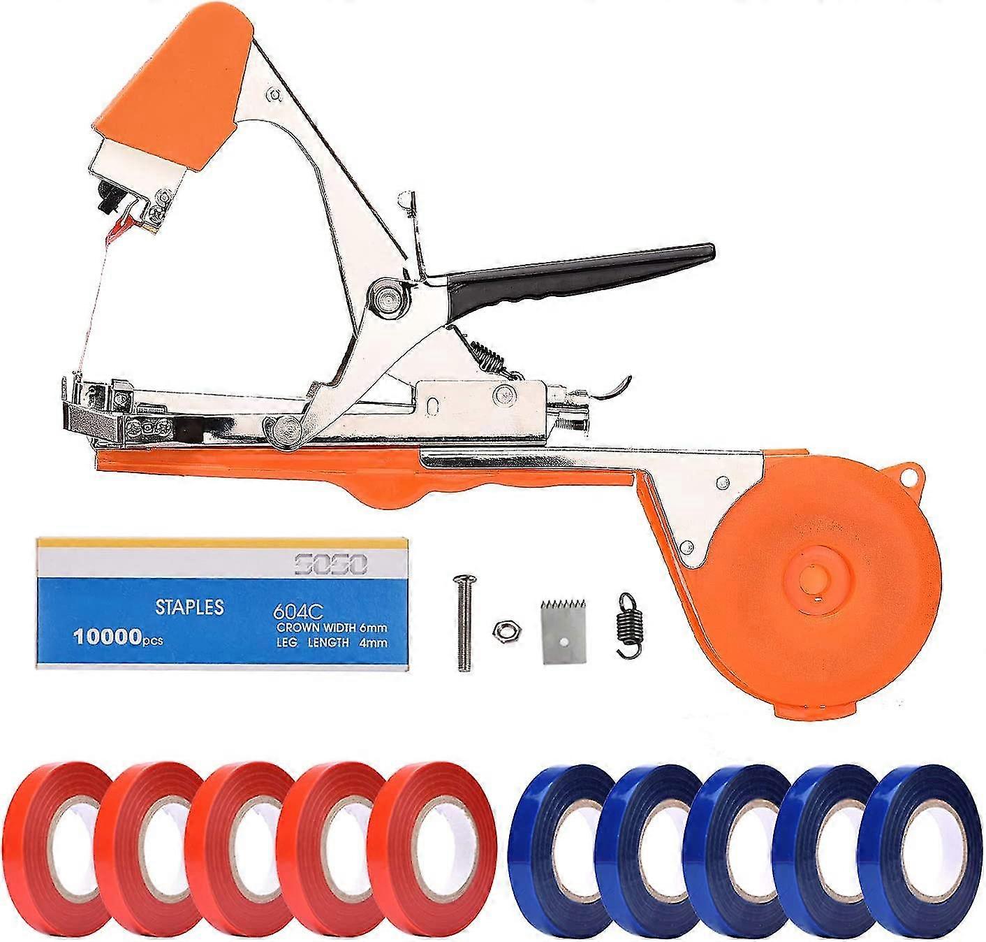 Machine Stake Attachment For Grapes, Raspberries, Tomatoes, Including Strips, Staples And Spare Blades (orange)