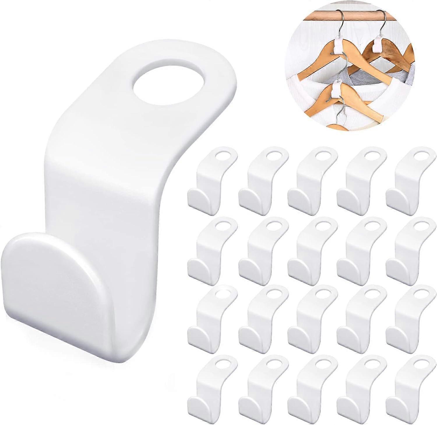 30 Pcs Clothes Hanger Connector Hooks, Space Saving Clothes Hook Multi-Layer Stackable Hanger for Wardrobe Cabinets Clothes Organiser, White