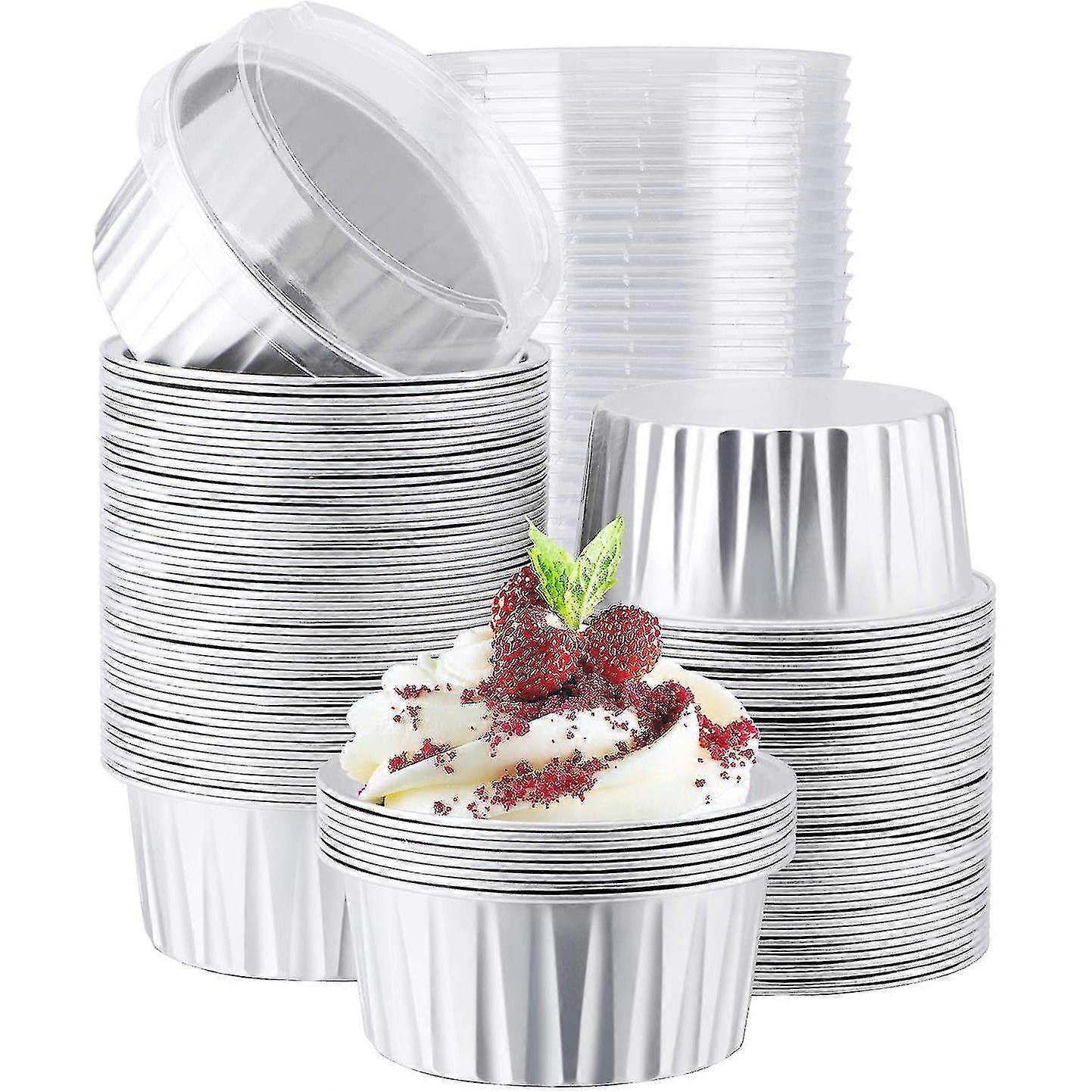 Foil Ramekins With Lids, Foil Cupcake Liners, Silver