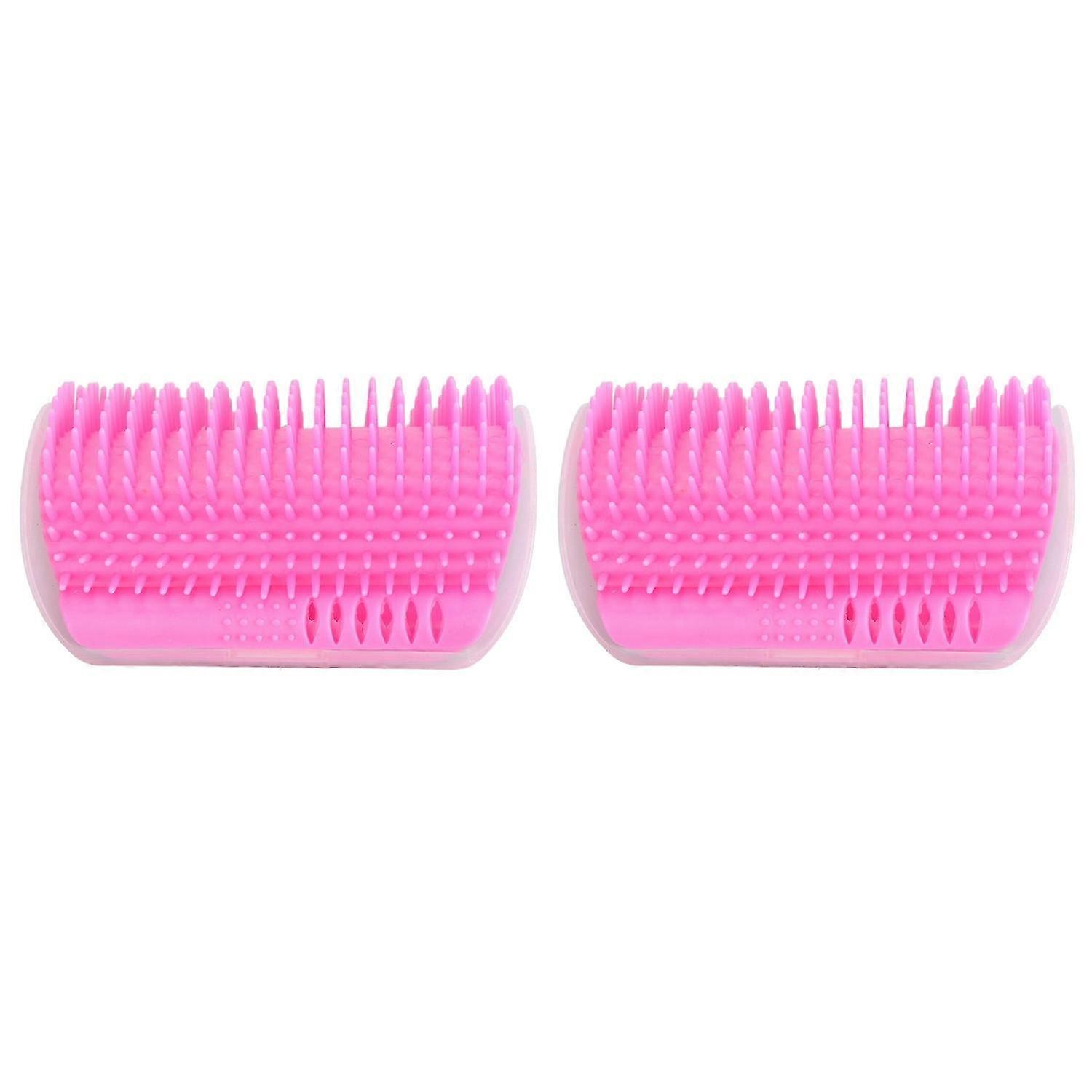 2PCS Self Grooming Cat Brush Interactive Toy Soft Cat Wall Corner Scratcher Massage Combs with Catni