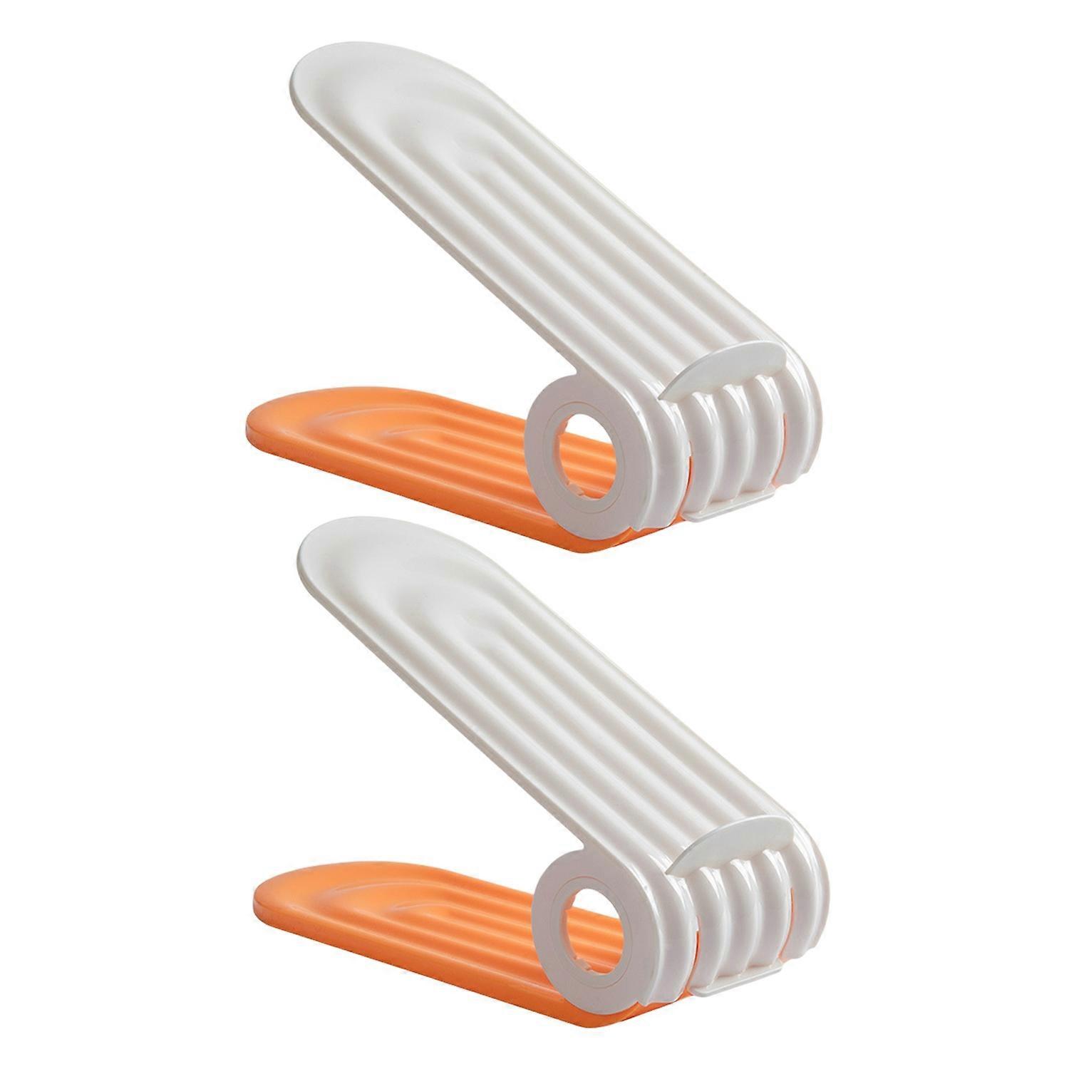 2Pcs Shoe Rack Double Layer Shoe Storage Shelf Save Space Adjustable Height Non-Slip Shoe Organizer