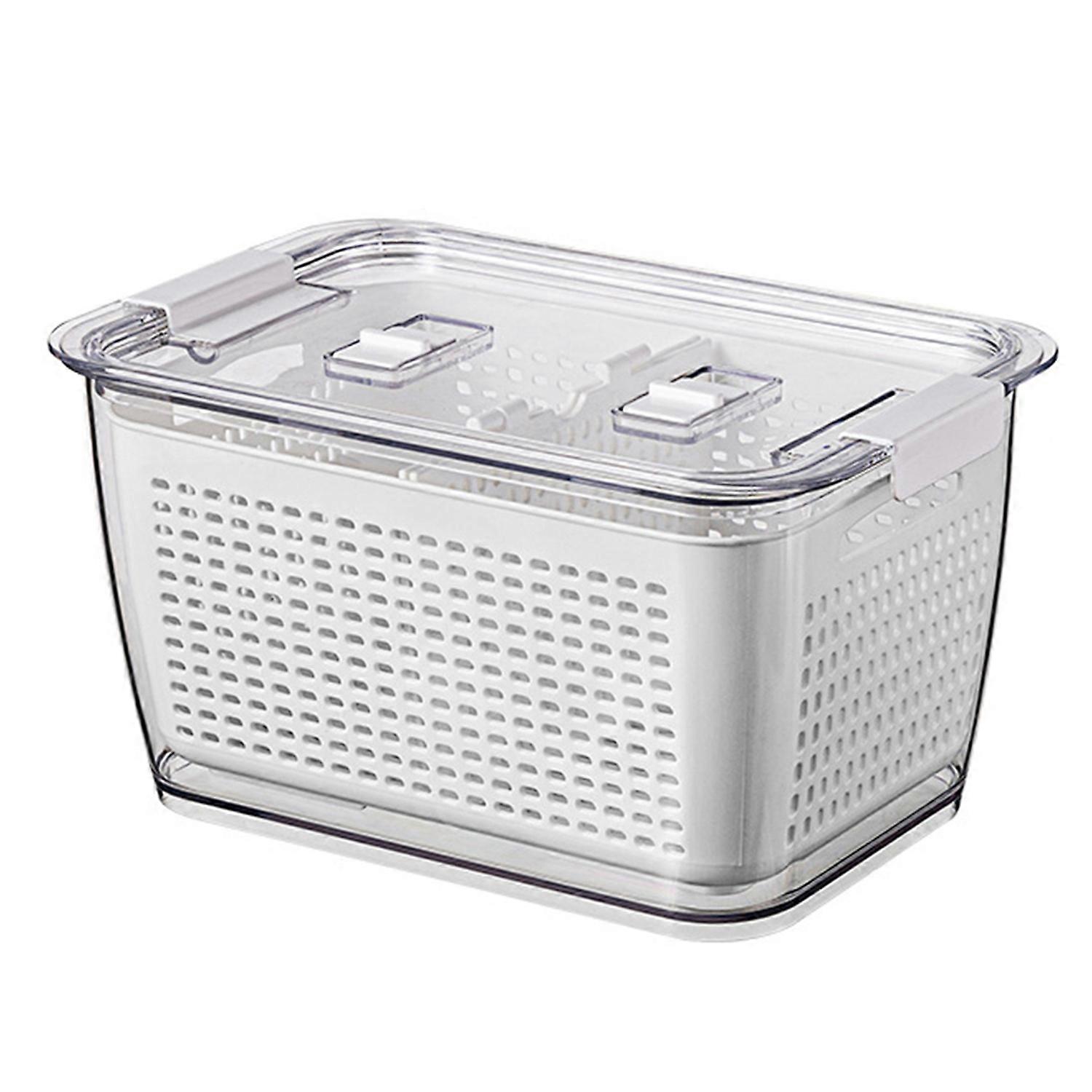 Fruit Storage Container with Drain Basket Food Grade BPA Free Dishwasher Safe Adjustable Air Outlets