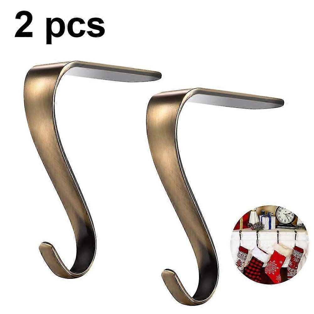 Metal Stocking Holders For Fireplace, Set Of 2 Mantle Hooks